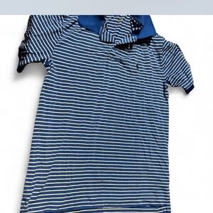 Blue & White Striped Swim Cap